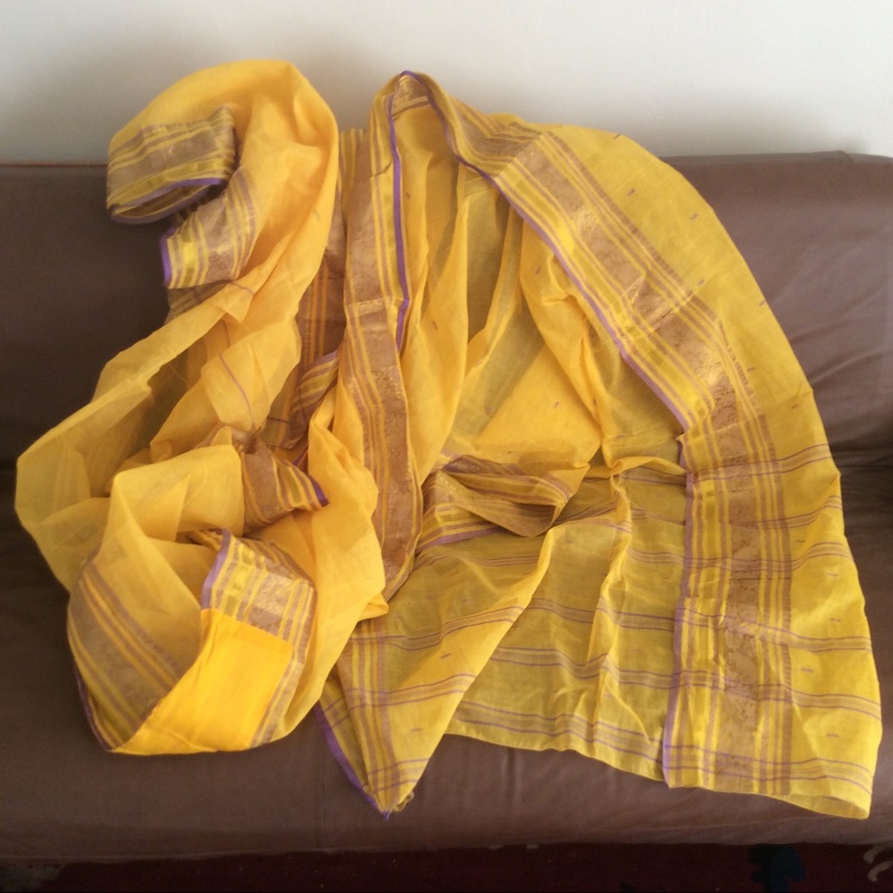 Indian Saree Sari Yellow NEW